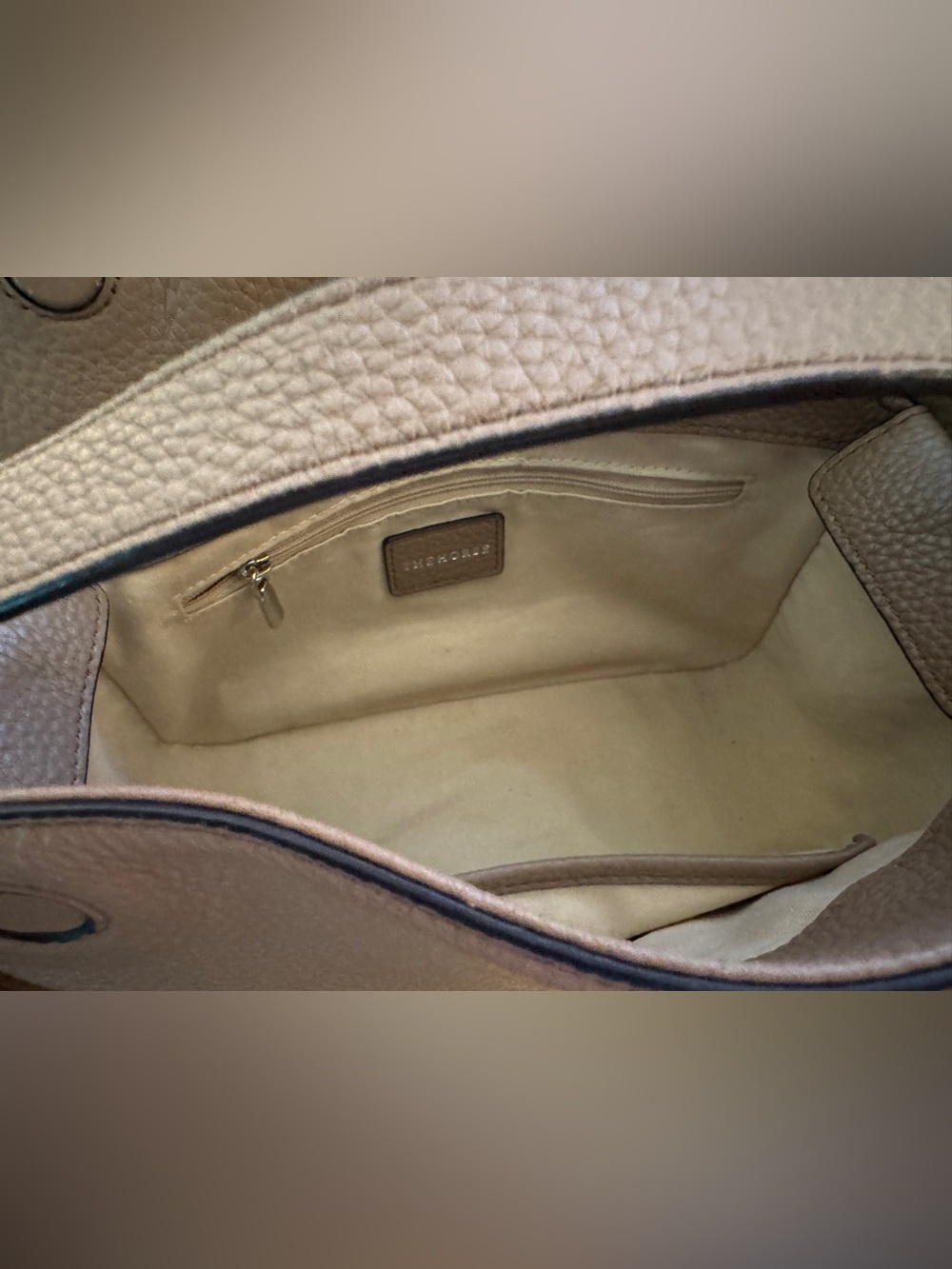 The Horse Clementine — Taupe Pebbled Leather Shoulder Bag - Picture 10 of 11